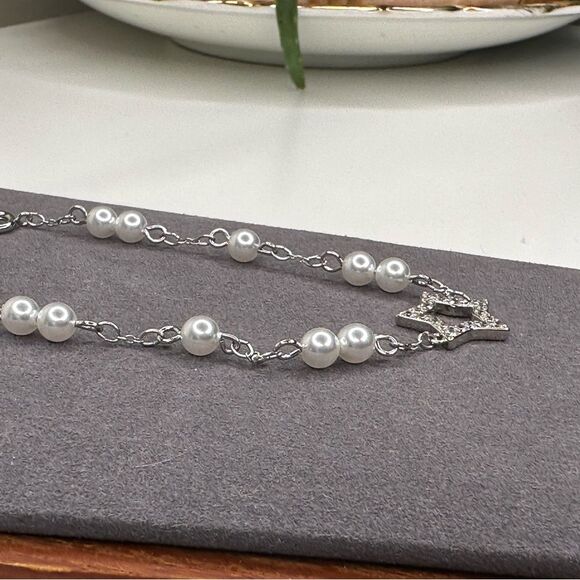 Swarovski Stella Star Bracelet | White Pearl & Crystal | Rhodium Plated | NWT - Picture 5 of 13
